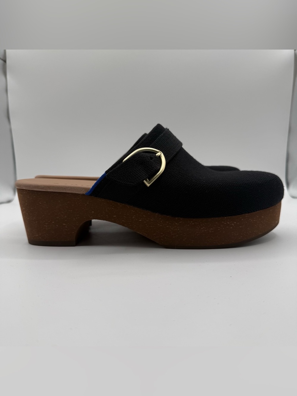 Black Slip-On Clog Mule with Buckle